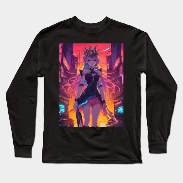 anime adventure villain girl pose Long Sleeve T-Shirt by animegirlnft